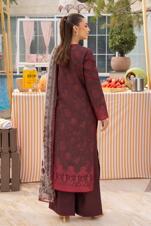 Saad Shaikh | Lawn 25 | Mehroon - Twilight Flora - by - Libasekhas UK - Registered Vendor of : Saad Shaikh - 100% Original Designer Dresss