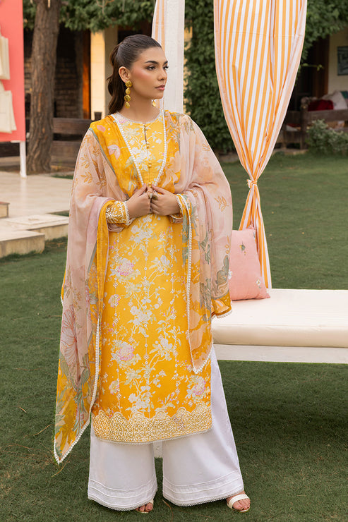 Saad Shaikh | Lawn 25 | Yellow - Amber Bloom - by - Libasekhas UK - Registered Vendor of : Saad Shaikh - 100% Original Designer Dresss