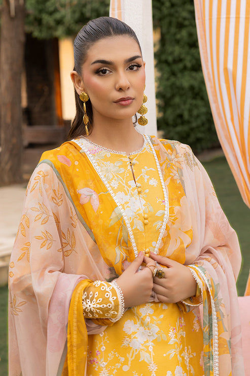 Saad Shaikh | Lawn 25 | Yellow - Amber Bloom - by - Libasekhas UK - Registered Vendor of : Saad Shaikh - 100% Original Designer Dresss