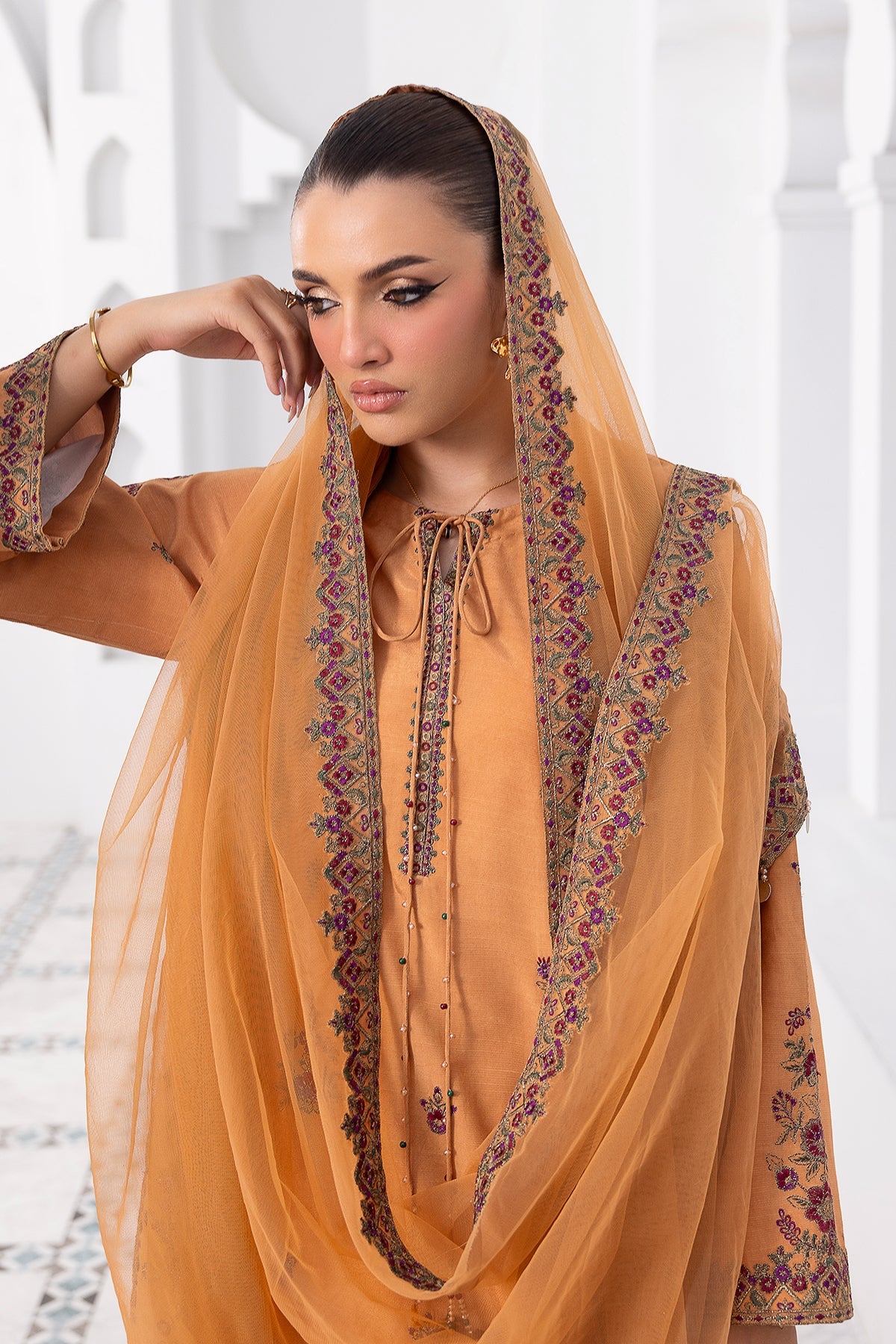 Charizma | Festive Pret | 3-PC Embroidered Raw-Silk CMA-6-370 - by Libasekhas UK - Registered Vendor of : Charizma - 100% Original Designer Dress