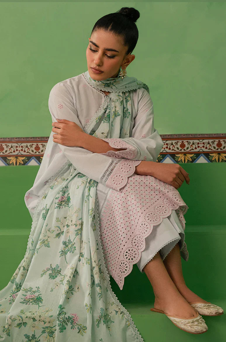 Cross Stitch | Mahiri Embroidered Collection | AQUA PEARL - by - Libasekhas UK - Registered Vendor of : Cross Stitch - 100% Original Designer Dresss