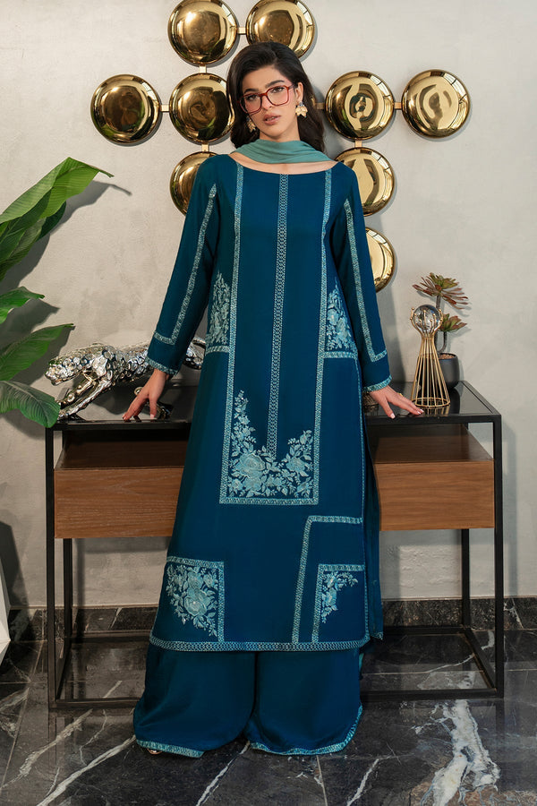 Fahad Hussayn | Lawn Banger | Midnight Teal - by - Libasekhas UK - Registered Vendor of : Erum Khan - 100% Original Designer Dresss