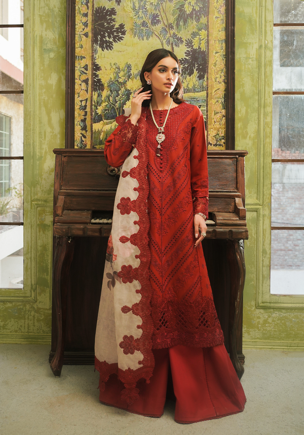 Zarqash | Tresor Luxury Lawn 24 | ZQT 007 ROSALINE - by - Libasekhas UK - Registered Vendor of : Zarqash - 100% Original Designer Dresss