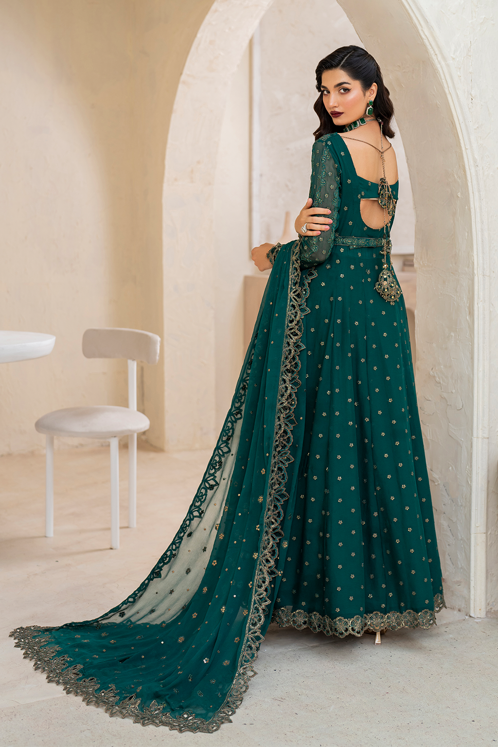 Iznik | Chinnon Chiffon | CC-47 Embroidered Chiffon - by - Libasekhas UK - Registered Vendor of : Iznik - 100% Original Designer Dresss