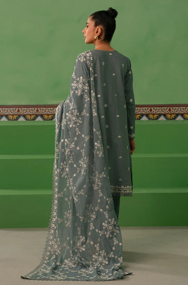 Cross Stitch | Mahiri Embroidered Collection | DUSTY GRANITE - by - Libasekhas UK - Registered Vendor of : Cross Stitch - 100% Original Designer Dresss