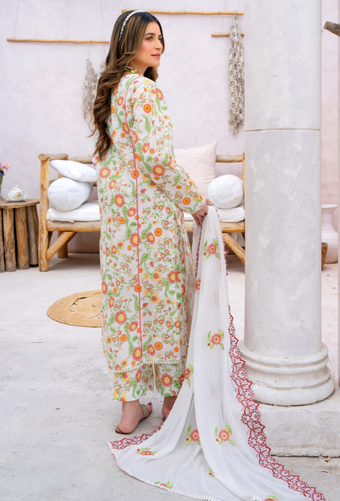 Humdum | Gardenia Lawn 24 | PLG 3 - D02 - by - Libasekhas UK - Registered Vendor of : HumDum - 100% Original Designer Dresss
