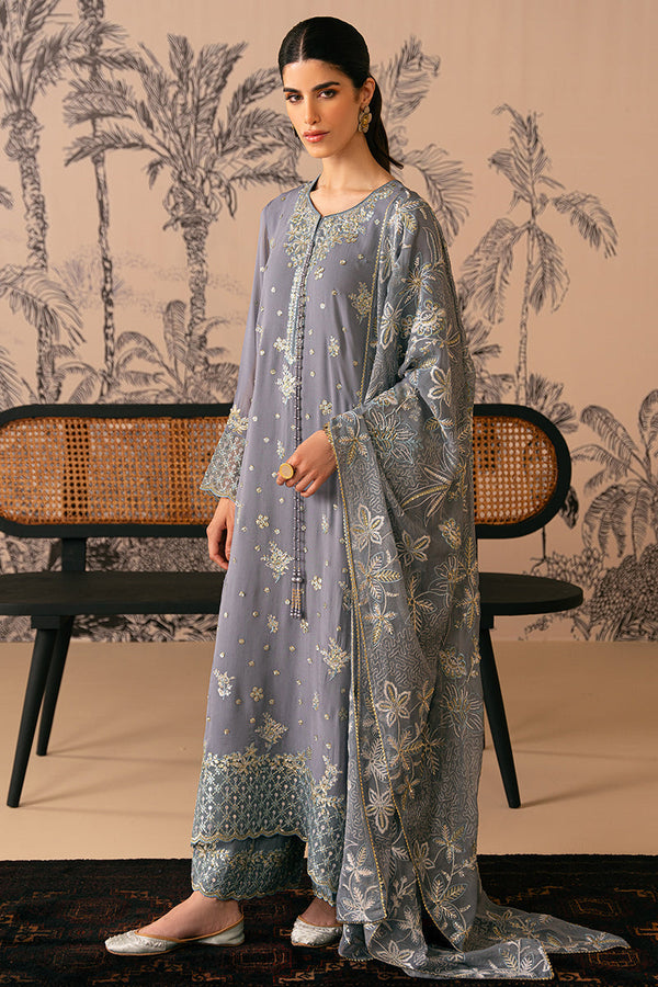 Cross Stitch | Luxe Atelier 24 | SMOKE BLUE - by - Libasekhas UK - Registered Vendor of : Cross Stitch - 100% Original Designer Dresss