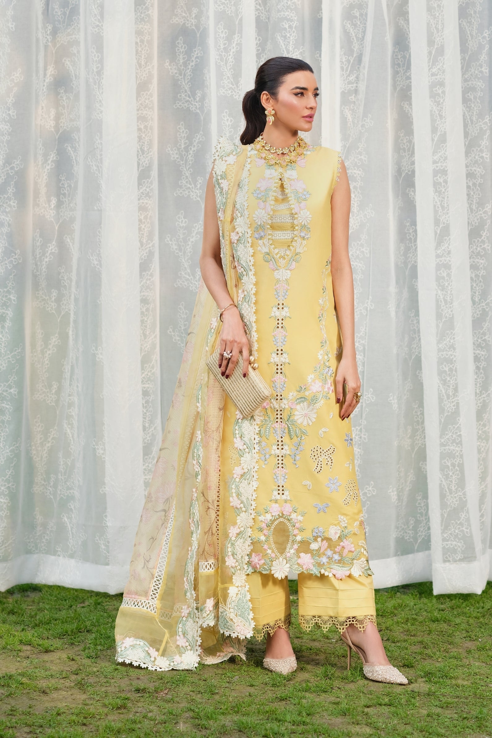 Maryam Hussain | Luxury Lawn 26 | Sunflower - by Libasekhas UK - Registered Vendor of : Maryam Hussain - 100% Original Designer Dress
