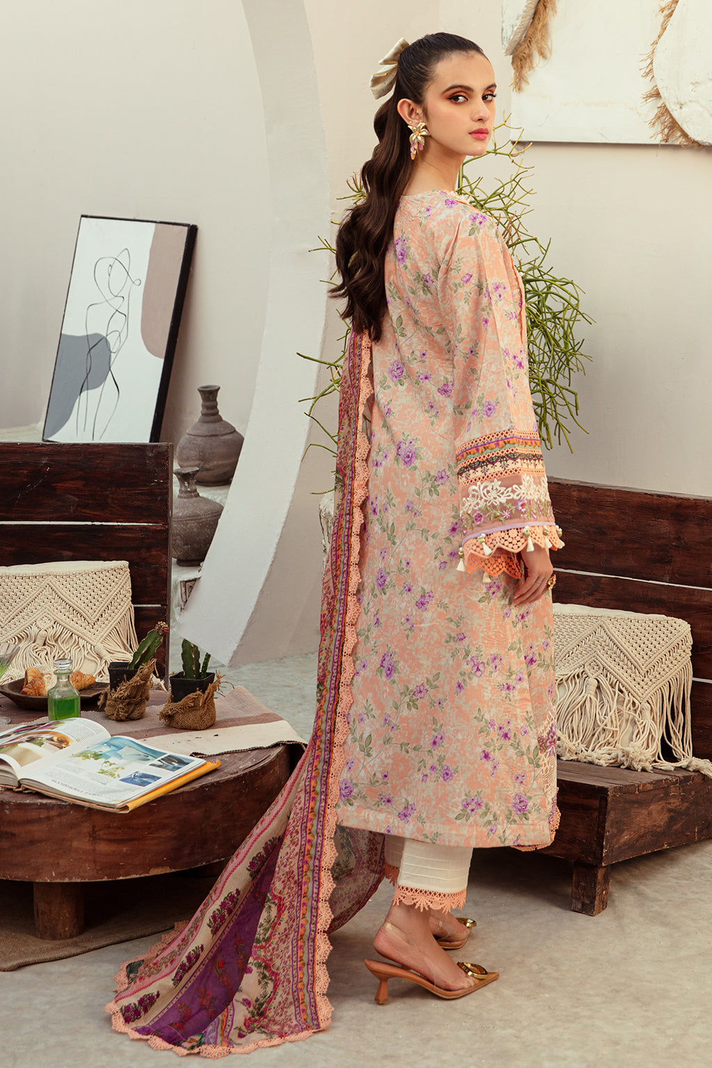 AJR Couture | Alif Affordable Lawn 24 | CORAL BLUSH - by - Libasekhas UK - Registered Vendor of : AJR Couture - 100% Original Designer Dresss