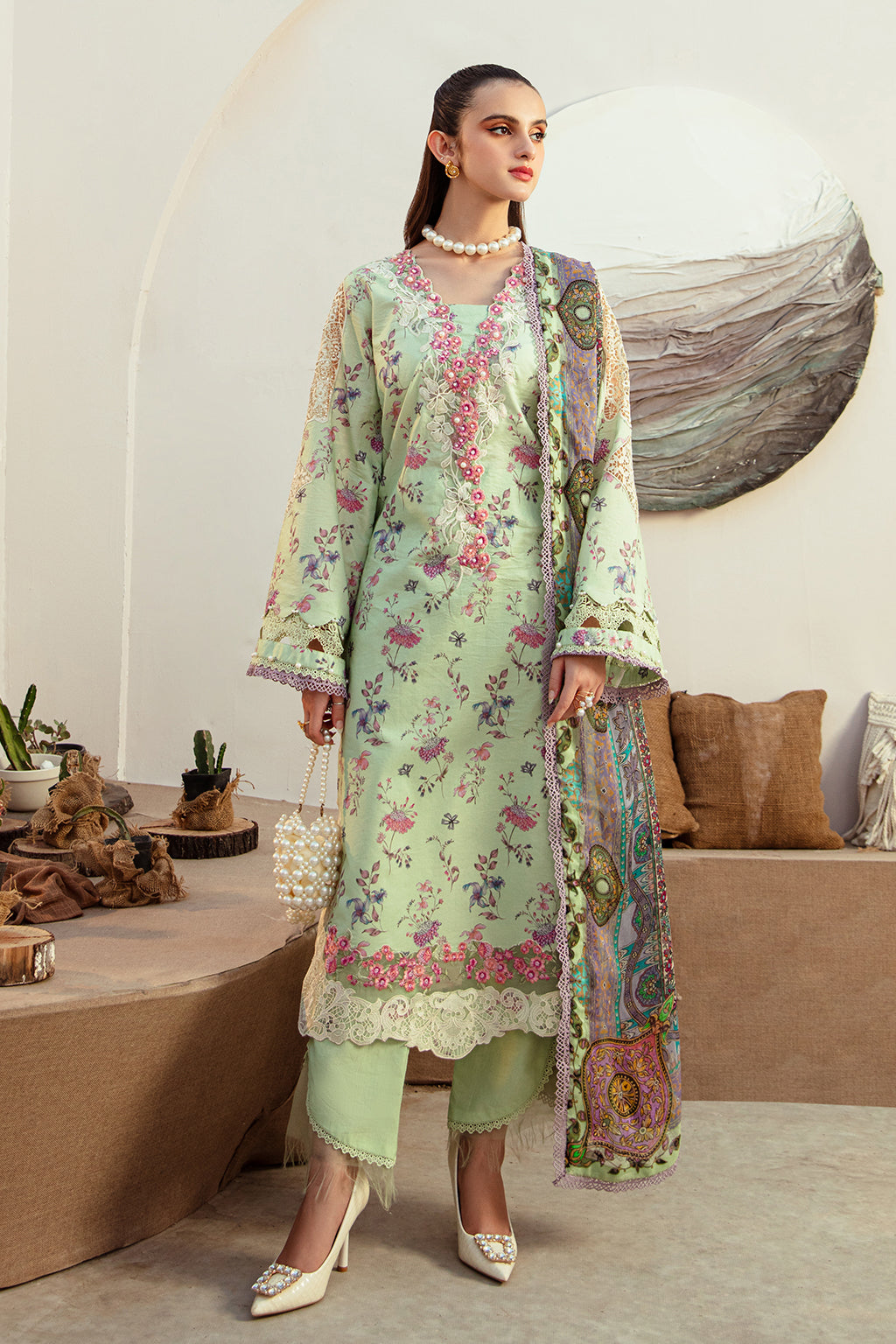 AJR Couture | Alif Affordable Lawn 24 | MINT MAGIC - by - Libasekhas UK - Registered Vendor of : AJR Couture - 100% Original Designer Dresss
