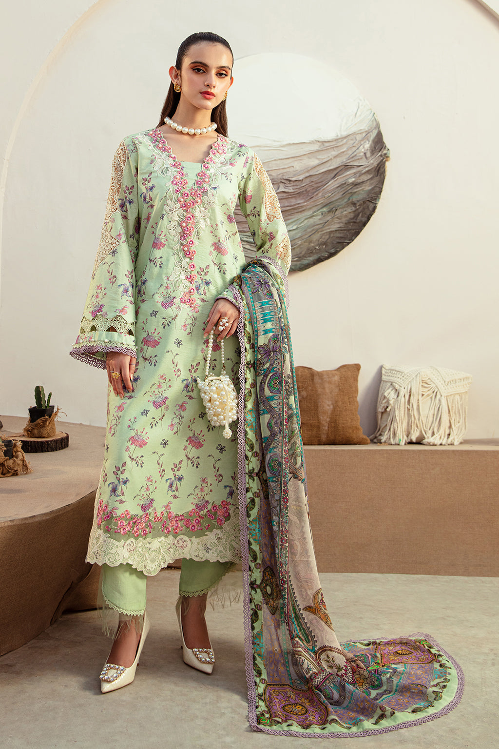 AJR Couture | Alif Affordable Lawn 24 | MINT MAGIC - by - Libasekhas UK - Registered Vendor of : AJR Couture - 100% Original Designer Dresss