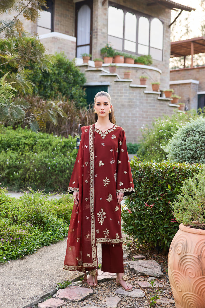 Farasha | Sorine Summer 26 | Maroon Majesty - by Libasekhas UK - Registered Vendor of : Farasha - 100% Original Designer Dress