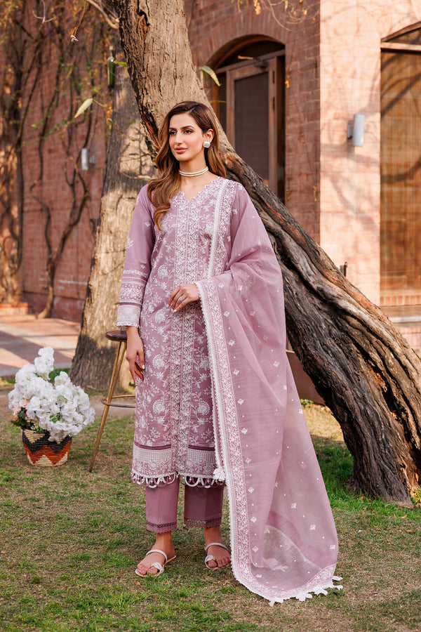 Farasha | Dastoor Embroidered Lawn SS24 | DAINTY LILAC - by - Libasekhas UK - Registered Vendor of : Farasha - 100% Original Designer Dresss