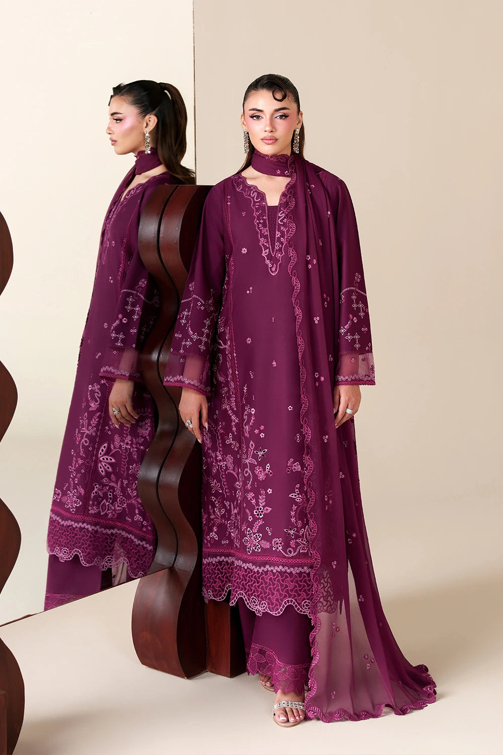 Azure | Luxury Lawn 26 | Grovy Garnet - by Libasekhas UK - Registered Vendor of : Azure - 100% Original Designer Dress