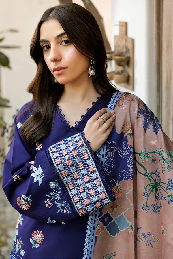 Farasha | Summer Weaves Embroidered Lawn | Indigo Glow - by - Libasekhas UK - Registered Vendor of : Farasha - 100% Original Designer Dresss