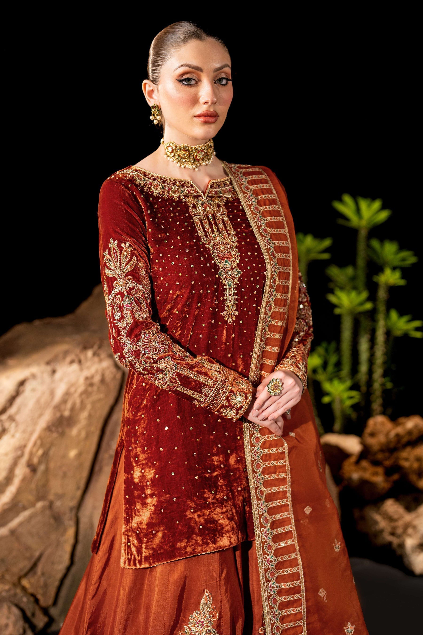Naqshi | Makhmal 24 |  Amber - by - Libasekhas UK - Registered Vendor of : Naqshi - 100% Original Designer Dresss