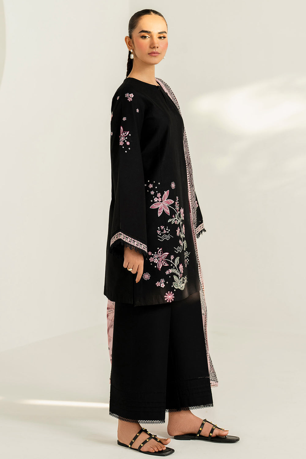 Farasha | Thread Lines Embroidered | Floral Meadow - by Libasekhas UK - Registered Vendor of : Farasha - 100% Original Designer Dress