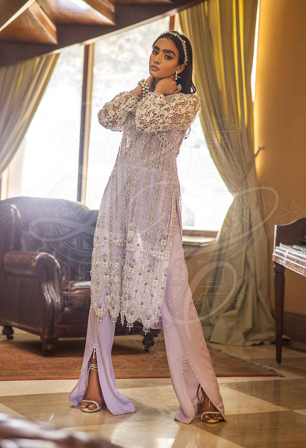 Layla Chatoor | Luxury Pret | Purple Tunic With Long Pants - by Libasekhas UK - Registered Vendor of : Layla Chatoor - 100% Original Designer Dress