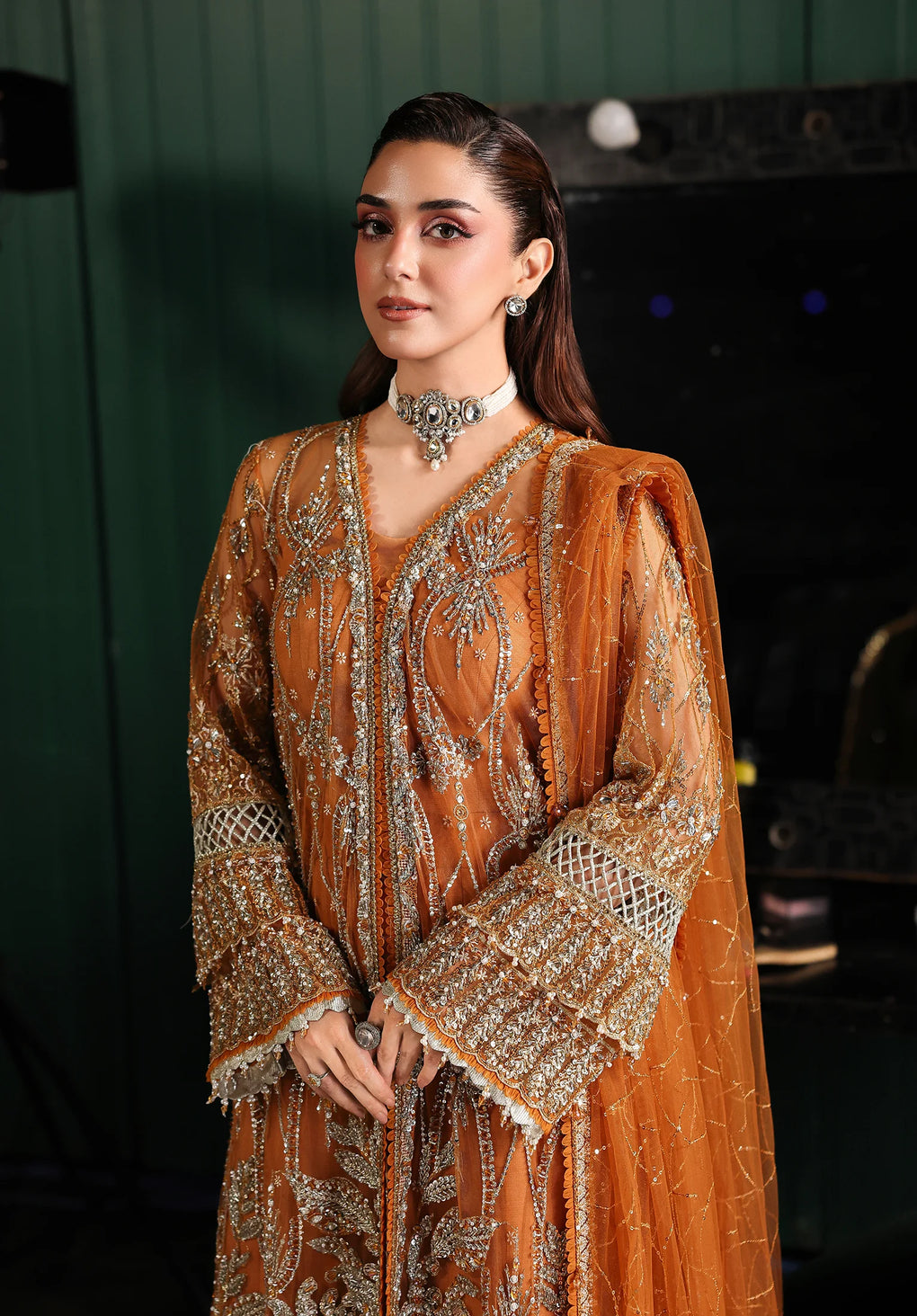 Elaf Premium | Stardom Formal Handwork 25 | ESH-09 SAFFRON - by Libasekhas UK - Registered Vendor of : Elaf Premium - 100% Original Designer Dress