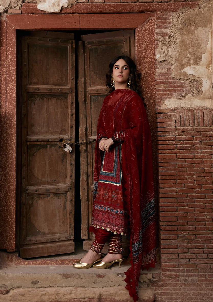 Kahf Premium | Prints Collection 26 | KPS-1A SURKH NOOR - by Libasekhas - Registered Vendor of : Kahf Premium - 100% Original Designer Dress