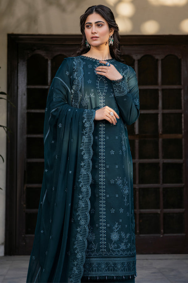 Farasha | Summer Weaves Embroidered Lawn | Teal Serenity - by - Libasekhas UK - Registered Vendor of : Farasha - 100% Original Designer Dresss