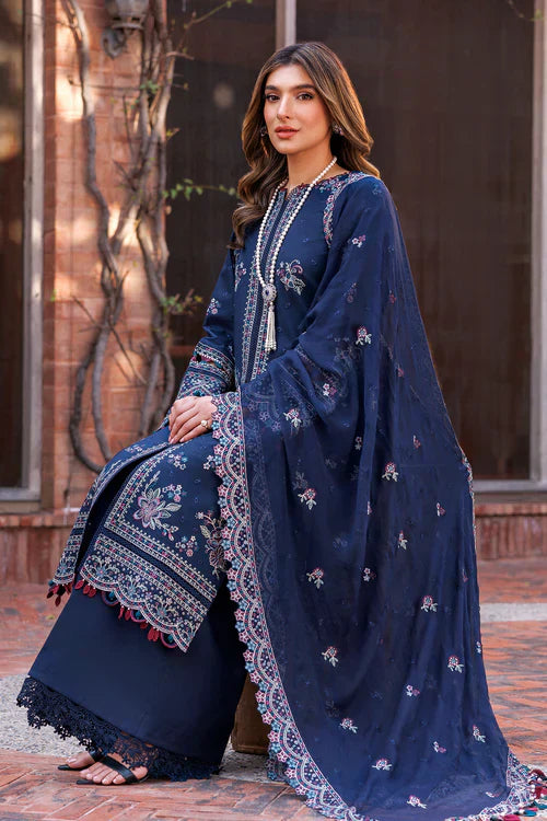 Farasha | Kaavish Lawn 24 | DEEP SAPPHIRE - by - Libasekhas UK - Registered Vendor of : Farasha - 100% Original Designer Dresss