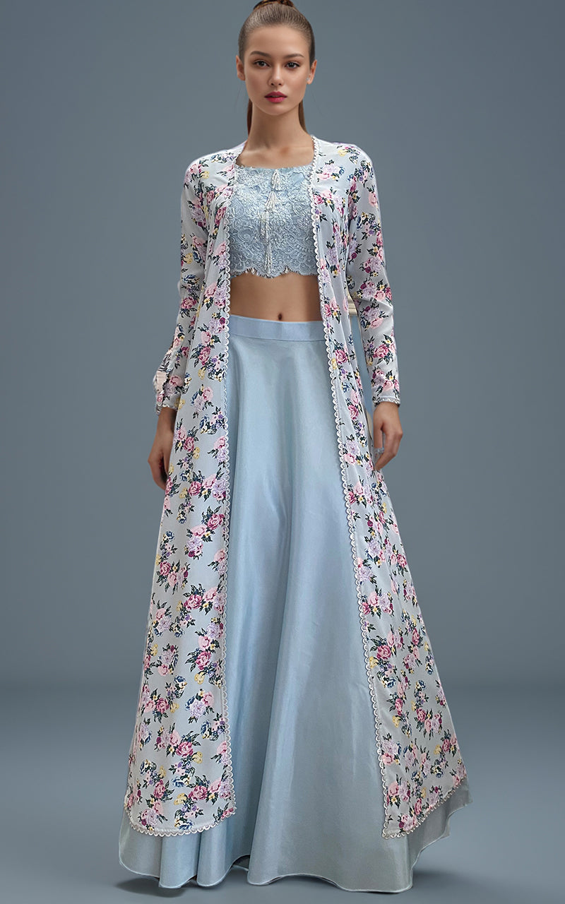 Threads and Motifs | Formal Dresses 25 | Embroidered Blouse With Skirt And Printed Jacket - by Libasekhas UK - Registered Vendor of : Threads and Motifs - 100% Original Designer Dress