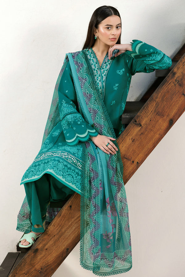 Farasha | Summer Weaves Embroidered Lawn | Dewy Teal - by - Libasekhas UK - Registered Vendor of : Farasha - 100% Original Designer Dresss