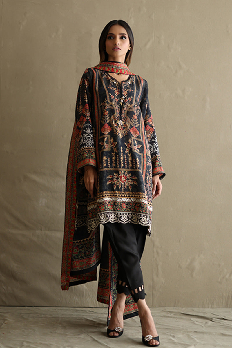 Mina Hasan | Signature Pret | Baroque In Black - by Libasekhas - Registered Vendor of : Mina Hasan - 100% Original Designer Dress