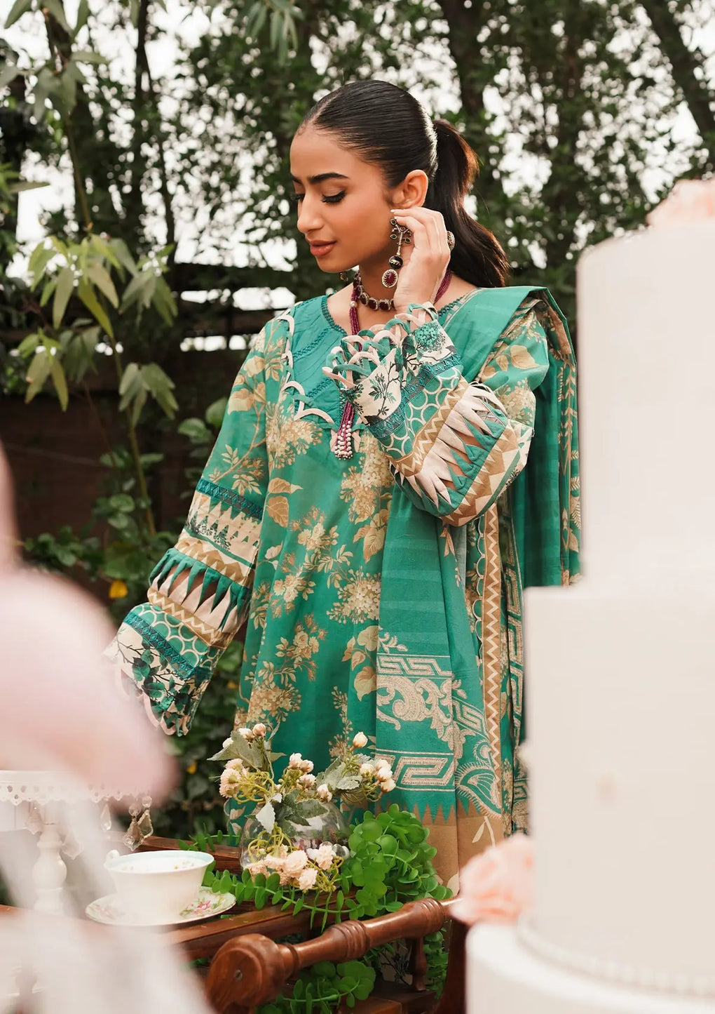 Elaf Premium | Printed Collection 24 | EEP-04B - Chic Teal - by - Libasekhas UK - Registered Vendor of : Elaf Premium - 100% Original Designer Dresss