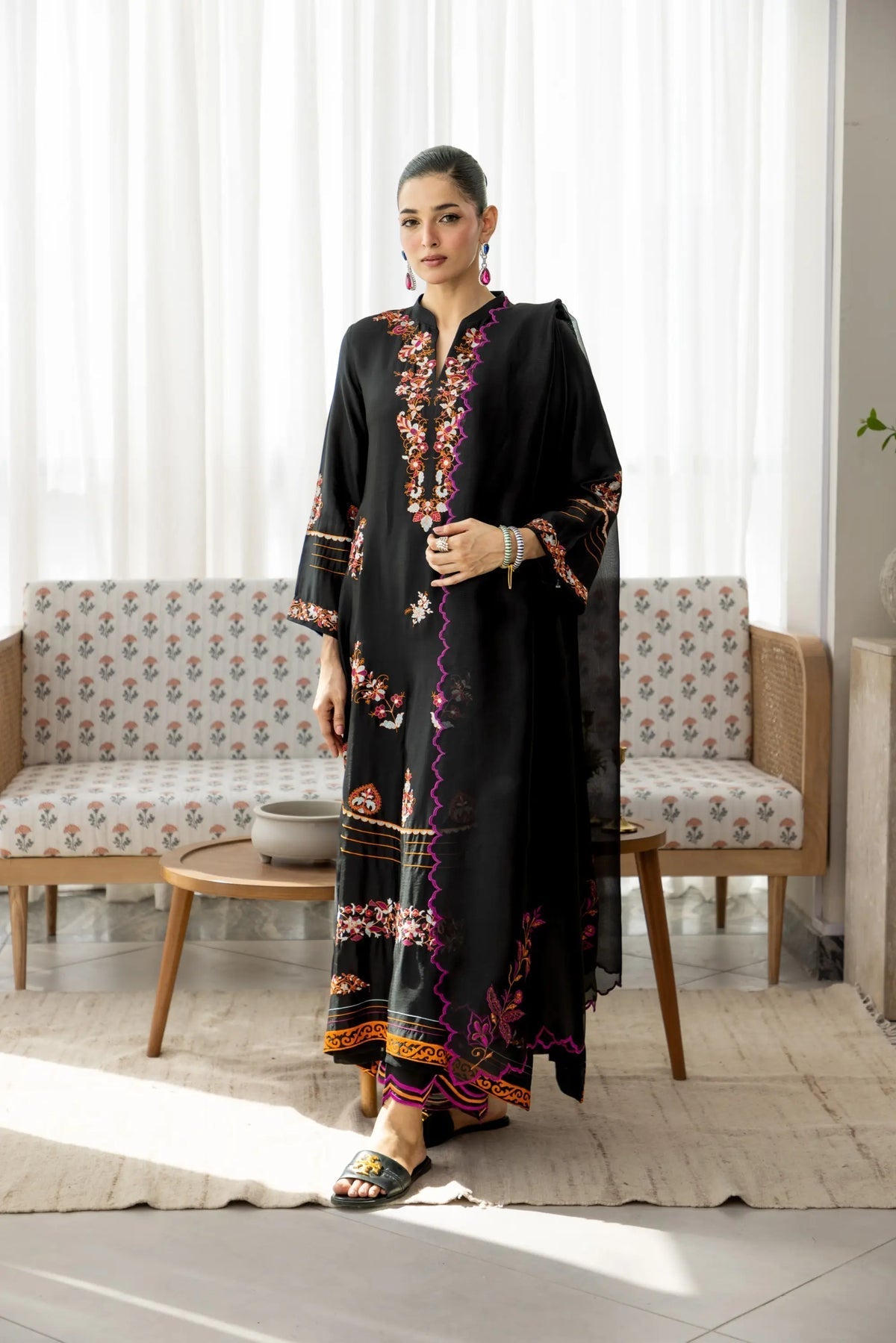 Wahaj M Khan | Sanam Luxe | Noir Sanam Kaftan - by Libasekhas UK - Registered Vendor of : Wahaj M Khan - 100% Original Designer Dress