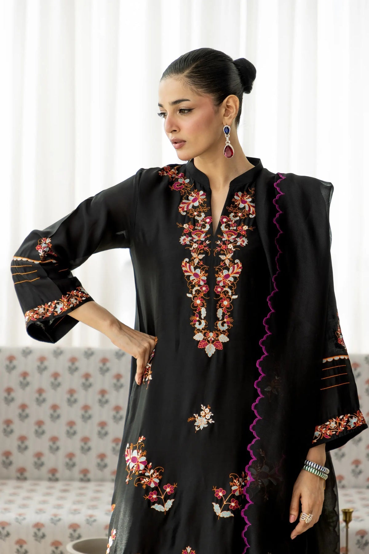 Wahaj M Khan | Sanam Luxe | Noir Sanam Kaftan - by Libasekhas UK - Registered Vendor of : Wahaj M Khan - 100% Original Designer Dress