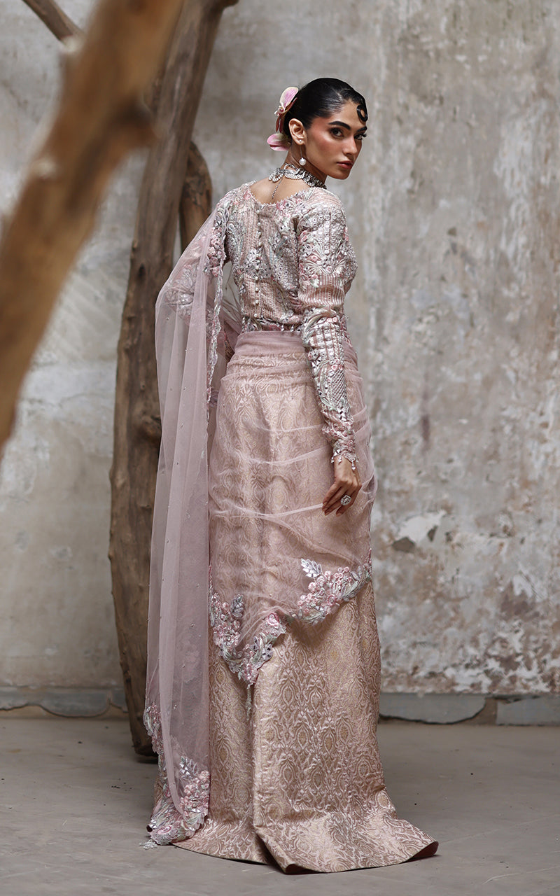 Threads and Motifs | Formal Dresses 25 | Organza Embroidered Blouse With Lehenga - by Libasekhas UK - Registered Vendor of : Threads and Motifs - 100% Original Designer Dress
