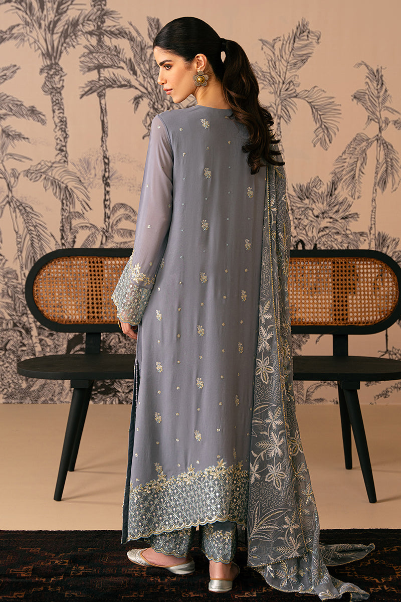 Cross Stitch | Luxe Atelier 24 | SMOKE BLUE - by - Libasekhas UK - Registered Vendor of : Cross Stitch - 100% Original Designer Dresss
