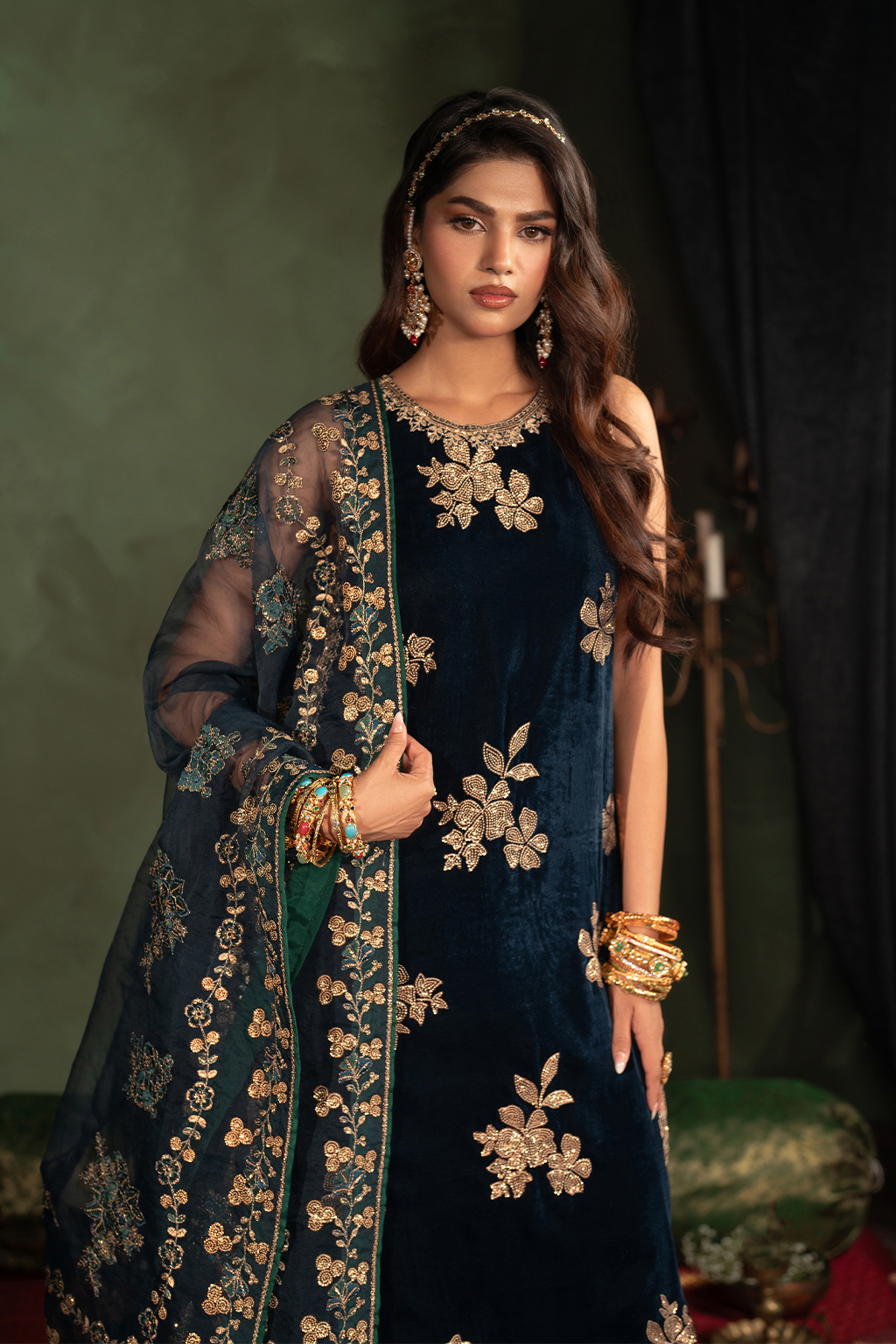 Iznik | Velvet 25 | IV-51 Embroidered Velvet - by Libasekhas UK - Registered Vendor of : Iznik - 100% Original Designer Dress