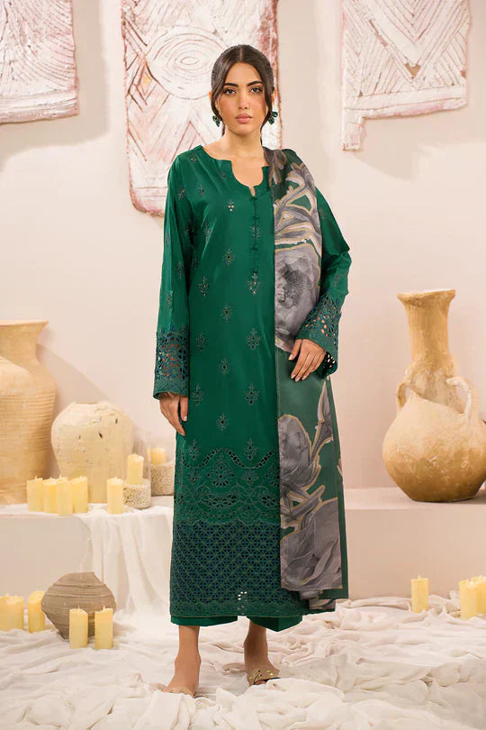 Iznik | Lawnkari 24 | UE-159 PLUSH GREEN - by - Libasekhas UK - Registered Vendor of : Iznik - 100% Original Designer Dresss