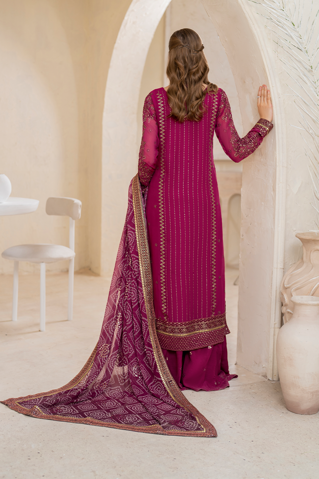 Iznik | Chinnon Chiffon | CC-45 Embroidered Chiffon - by - Libasekhas UK - Registered Vendor of : Iznik - 100% Original Designer Dresss