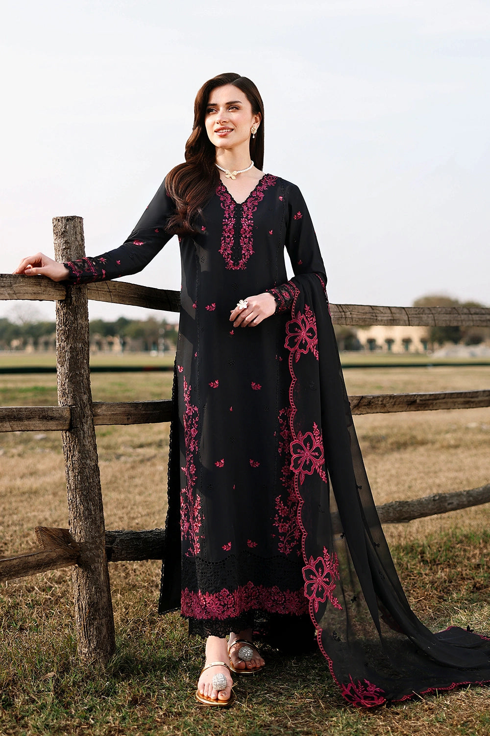 Azure | Luxury Lawn 26 | Black Cherry - by Libasekhas UK - Registered Vendor of : Azure - 100% Original Designer Dress