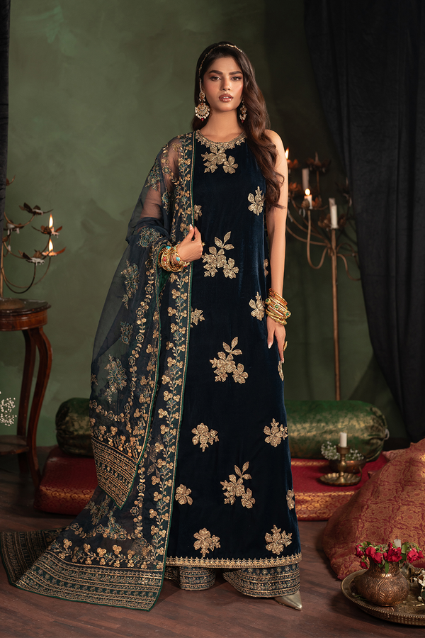 Iznik | Velvet 25 | IV-51 Embroidered Velvet - by Libasekhas UK - Registered Vendor of : Iznik - 100% Original Designer Dress