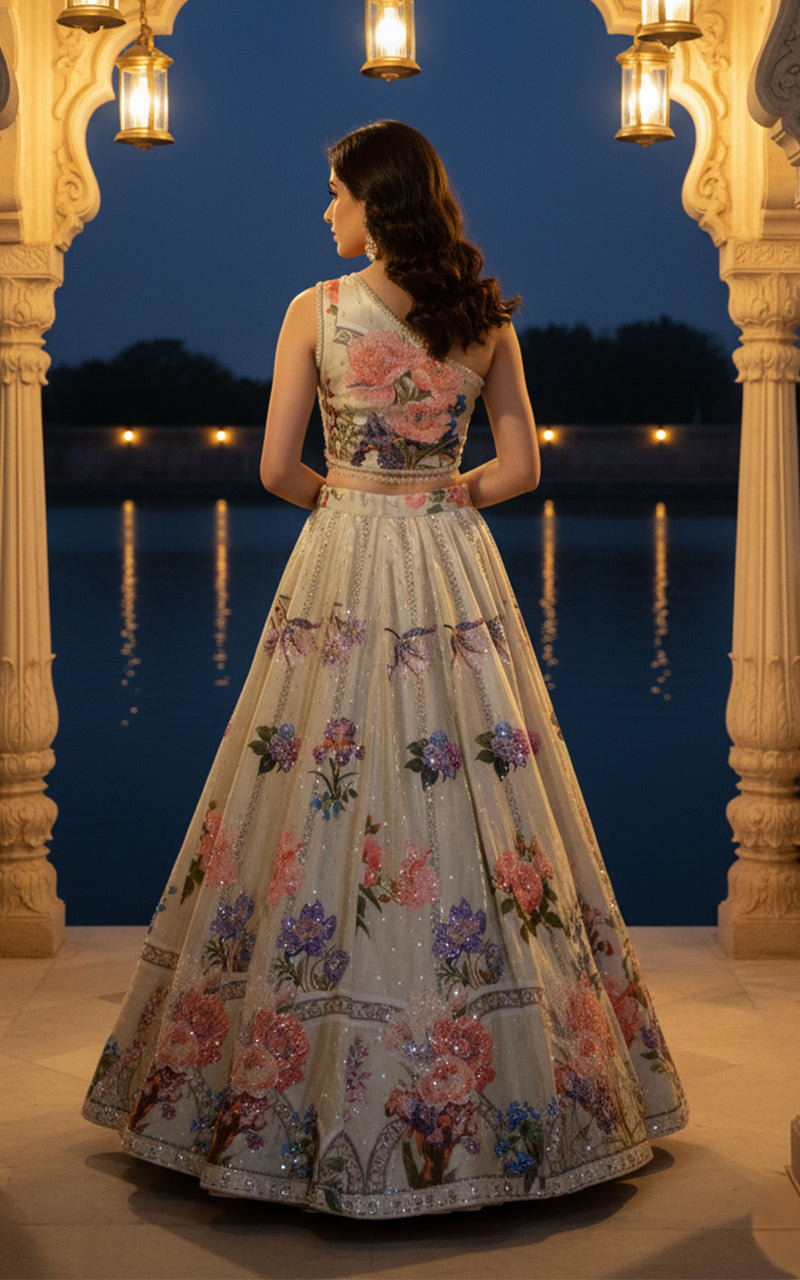 Threads and Motifs | Formal Outfits | Blouse With Printed Lehenga - by Libasekhas UK - Registered Vendor of : Threads and Motifs - 100% Original Designer Dress
