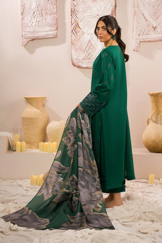 Iznik | Lawnkari 24 | UE-159 PLUSH GREEN - by - Libasekhas UK - Registered Vendor of : Iznik - 100% Original Designer Dresss