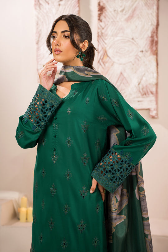 Iznik | Lawnkari 24 | UE-159 PLUSH GREEN - by - Libasekhas UK - Registered Vendor of : Iznik - 100% Original Designer Dresss