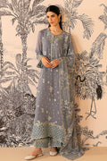 Cross Stitch | Luxe Atelier 24 | SMOKE BLUE - by - Libasekhas UK - Registered Vendor of : Cross Stitch - 100% Original Designer Dresss
