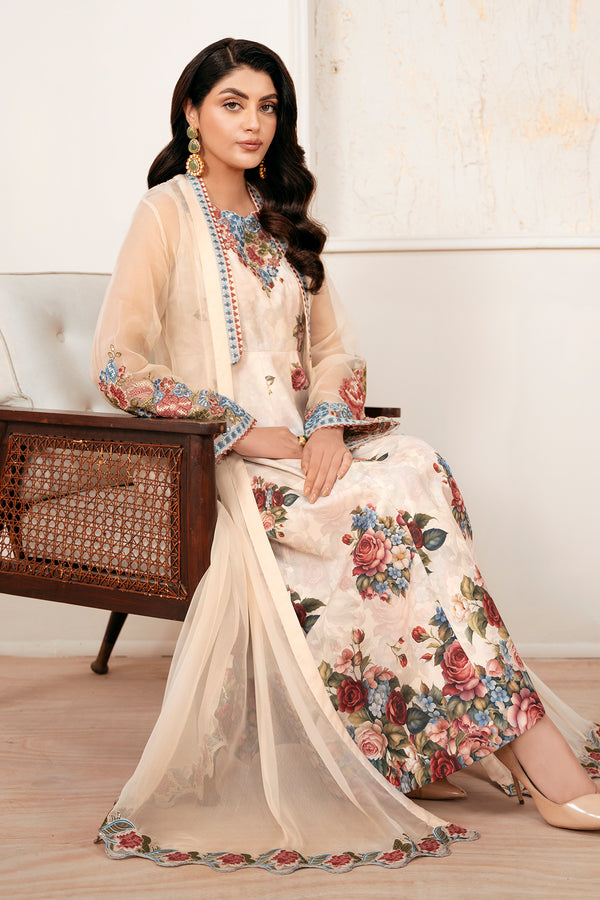 Baroque | Luxury Pret 25 | EMBROIDERED CHIFFON PR-1053 - by Libasekhas UK - Registered Vendor of : Baroque - 100% Original Designer Dress