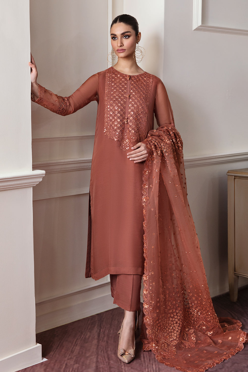 Baroque | Formals Collection | EMBROIDERED CHIFFON UF-296 - by Libasekhas UK - Registered Vendor of : Baroque - 100% Original Designer Dress