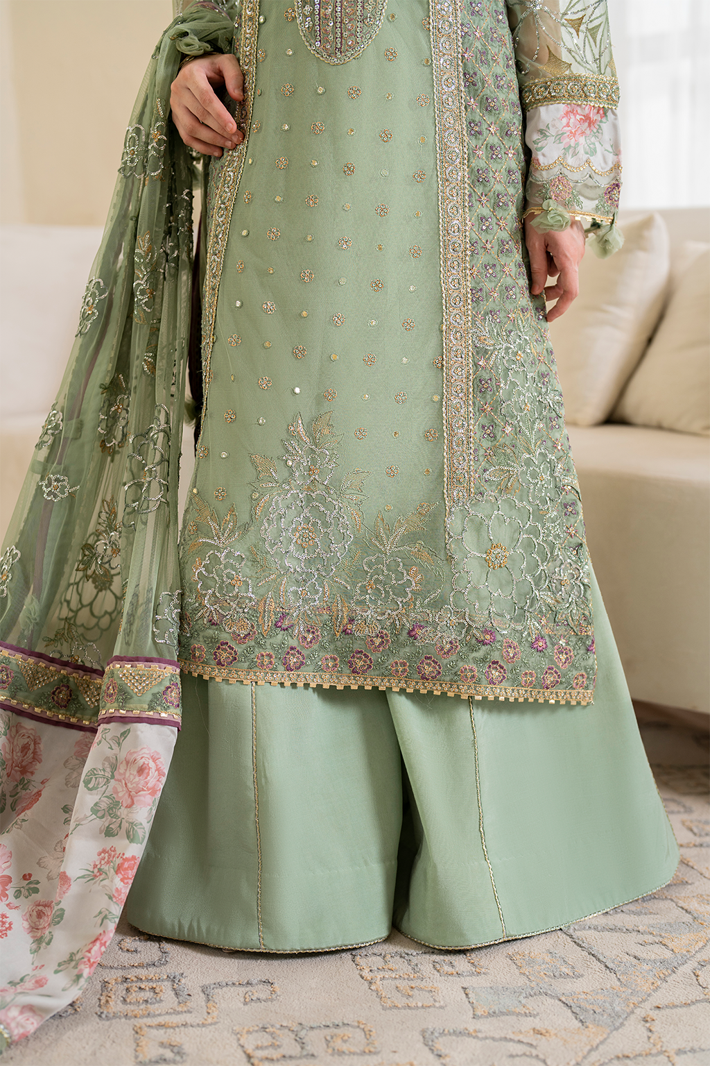 Iznik | Chinnon Chiffon | CC-41 Embroidered Net - by - Libasekhas UK - Registered Vendor of : Iznik - 100% Original Designer Dresss