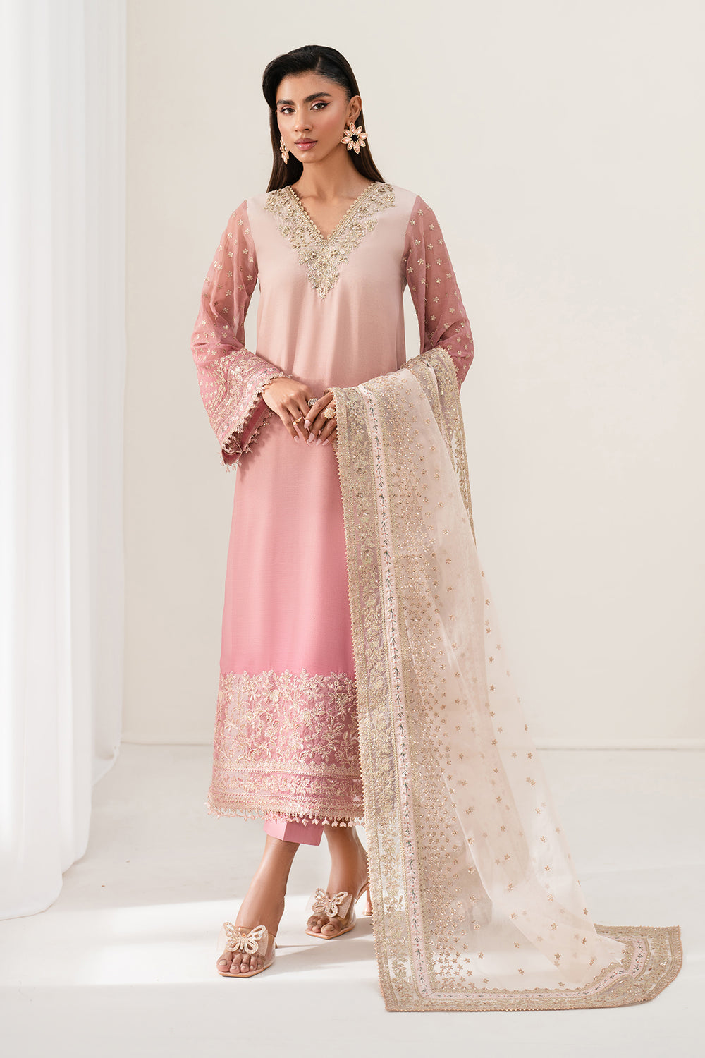 Baroque | Formals Collection | EMBROIDERED CHIFFON UF-4135 - by Libasekhas UK - Registered Vendor of : Baroque - 100% Original Designer Dress