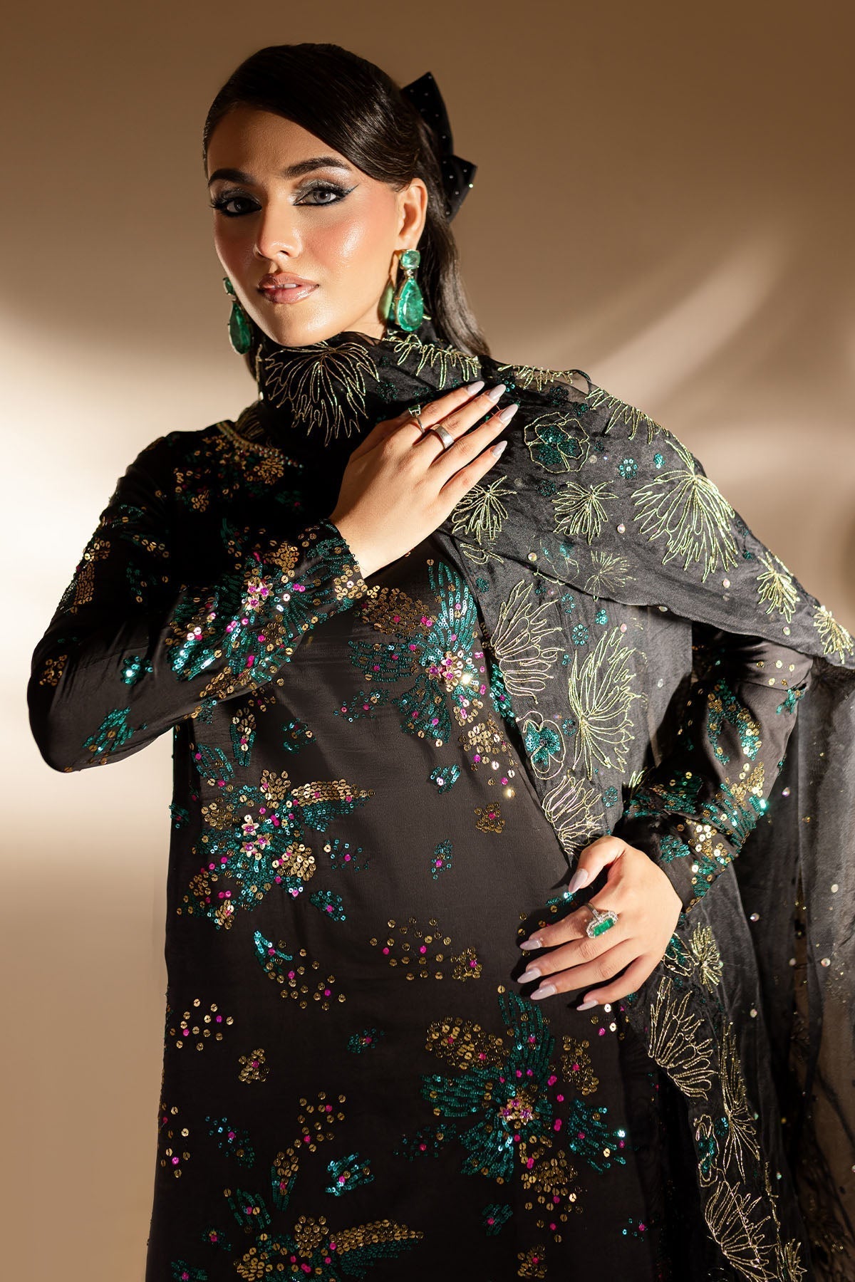 Nureh | Tiny Twinkles | TW-02 GOLDEN STARDUST - by - Libasekhas UK - Registered Vendor of : Nureh - 100% Original Designer Dresss