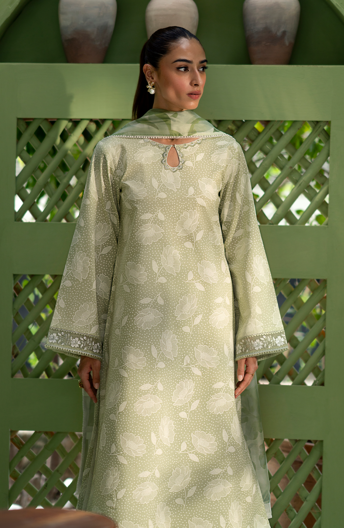 Seran | Artisan Lawn 25 | PISTACHE - by - Libasekhas UK - Registered Vendor of : Seran - 100% Original Designer Dresss