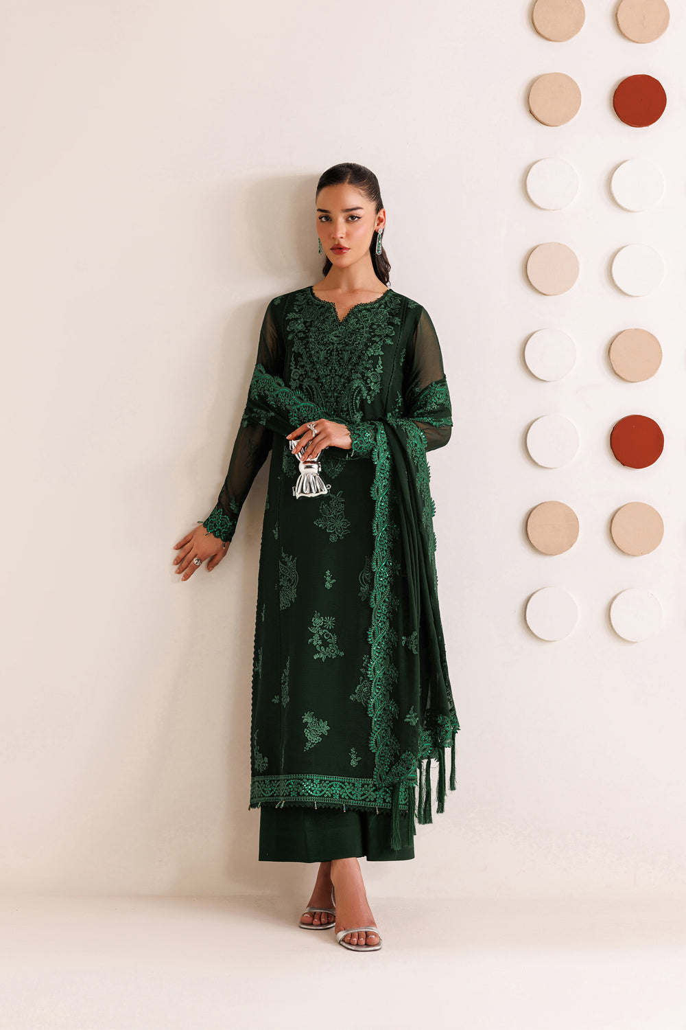 Farasha | Chiffon Threads 26 | Emerald Leaf - by Libasekhas UK - Registered Vendor of : Farasha - 100% Original Designer Dress